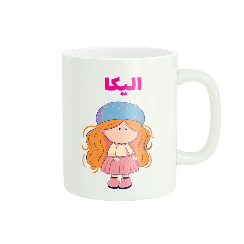 ماگ پاد آفرین طرح دخترانه مدل اسم شخصی الیکا کد C019