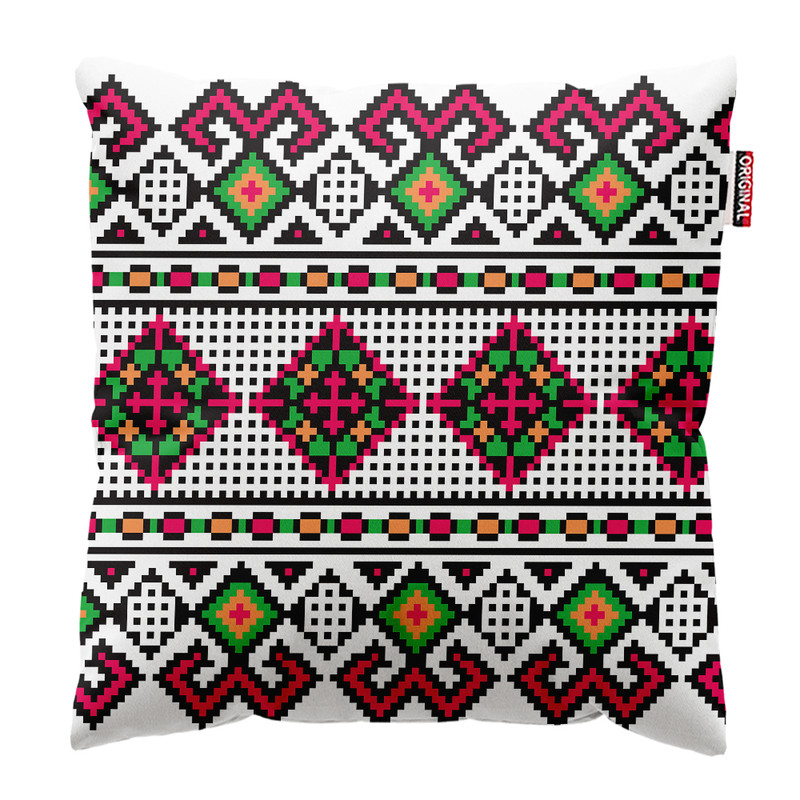 کوسن پاد آفرین مدل سنتی طرح گلیم فرش کد PK402174 سایز 40*40 سانتی متر