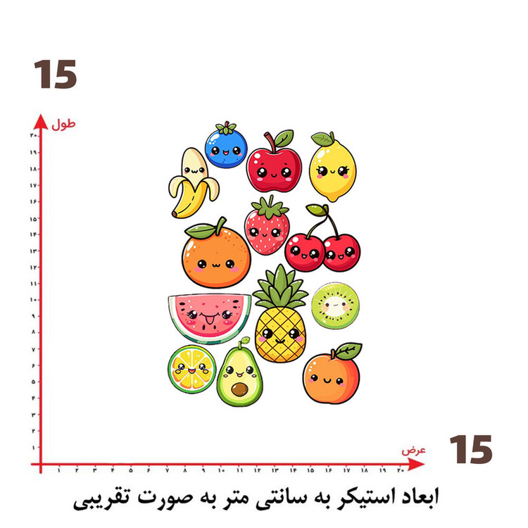 استیکر پارچه و لباس پاد آفرین طرح میوه های کارتونی کد 2133