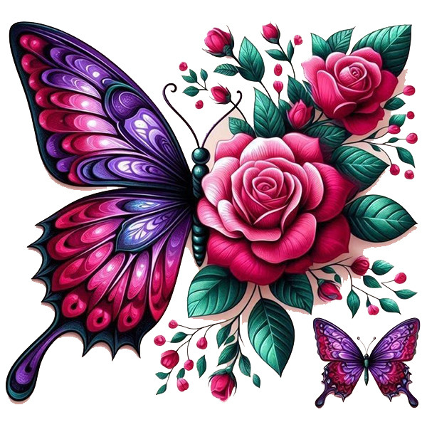 استیکر پارچه و لباس پاد آفرین طرح پروانه و گل کد 920