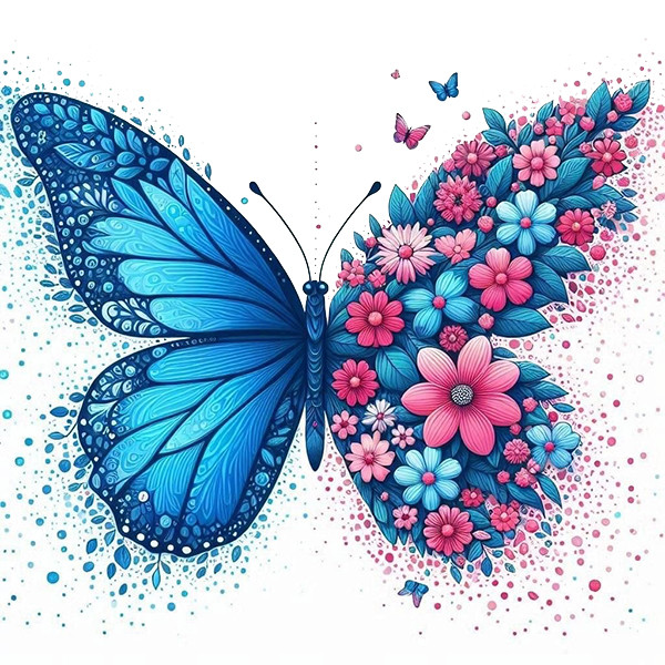 استیکر پارچه و لباس پاد آفرین طرح پروانه و گل کد 1416
