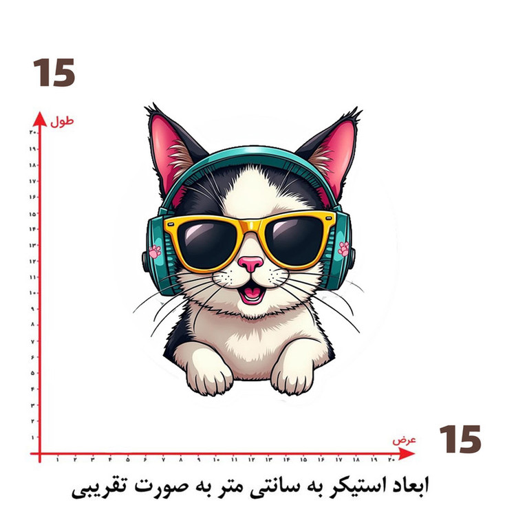 استیکر پارچه و لباس پاد آفرین طرح کارتونی گربه بامزه کد 5962