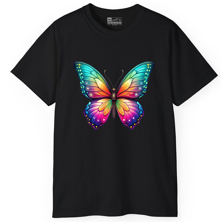 تی شرت آستین کوتاه زنانه پاد آفرین طرح پروانه کد 96