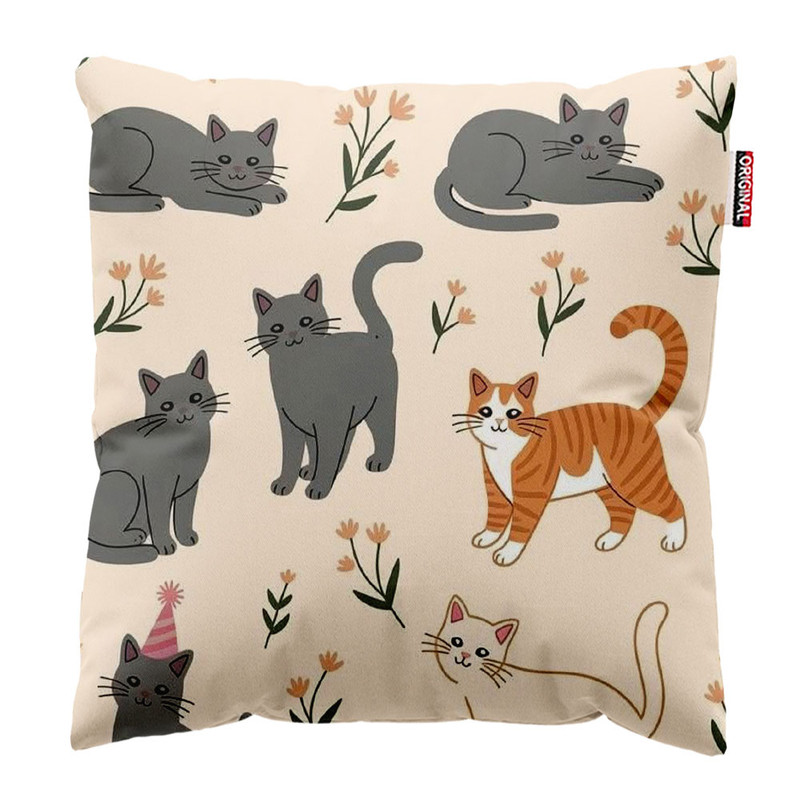 کوسن پاد آفرین طرح کارتونی گربه کد 4805 سایز 40*40 سانتی متر