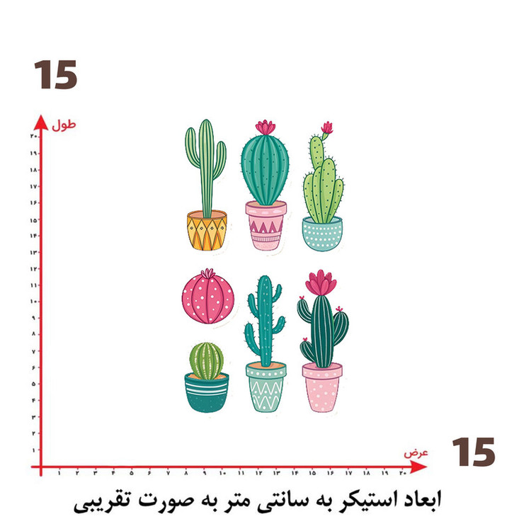 استیکر پارچه و لباس پاد آفرین طرح کارتونی کاکتوس کد 5791