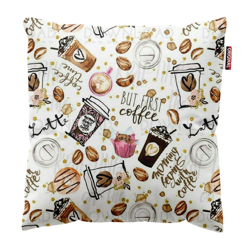 کوسن پاد آفرین طرح قهوه کافی کافه coffee کد 4053 سایز 40*40 سانتی متر