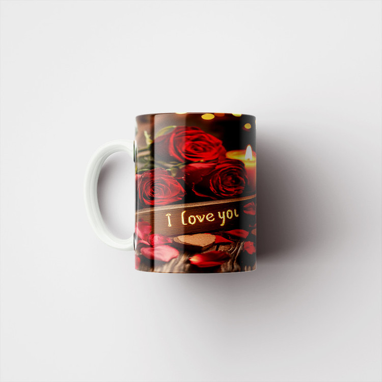 ماگ پاد آفرین مدل فانتزی طرح گل رز قلب عشق love عاشقانه کادو کد p12044