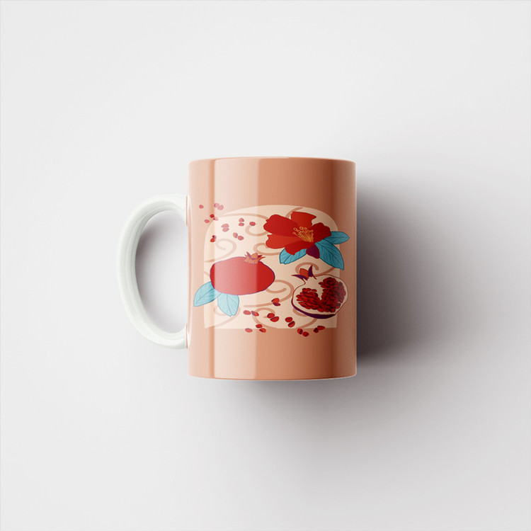 ماگ پادآفرین مدل یلدایی شب یلدا شب چله طرح انار و هندوانه کد p2687