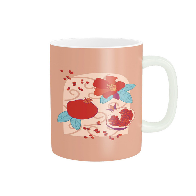 ماگ پادآفرین مدل یلدایی شب یلدا شب چله طرح انار و هندوانه کد p2687