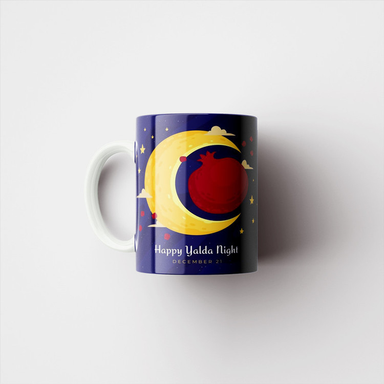ماگ پادآفرین مدل یلدایی شب یلدا شب چله طرح انار و هندوانه کد p2616