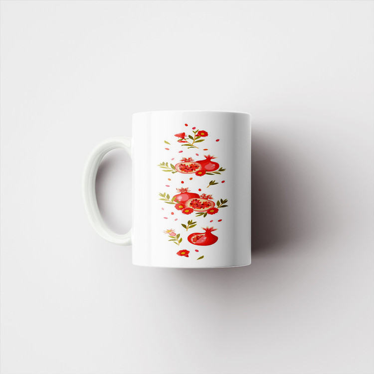 ماگ پادآفرین مدل یلدایی شب یلدا شب چله طرح انار و هندوانه کد p2666
