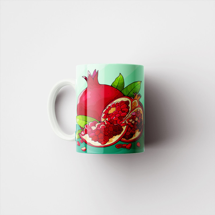 ماگ پادآفرین مدل یلدایی شب یلدا شب چله طرح انار و هندوانه کد p2645