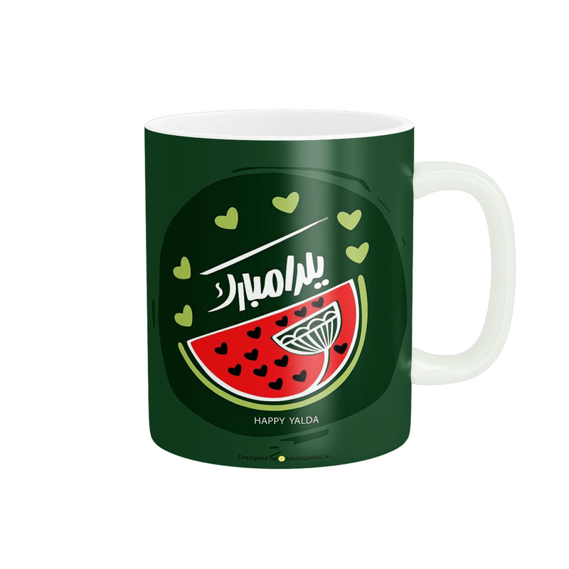 ماگ پادآفرین مدل شب یلدا طرح یلدا مبارک کد p1189