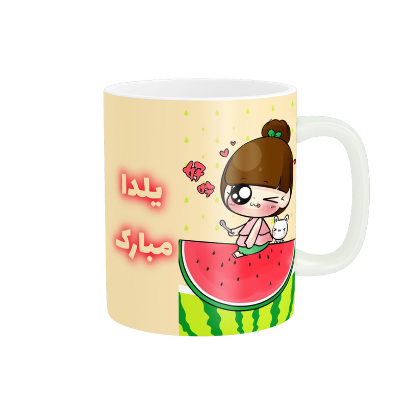 ماگ پادآفرین مدل شب یلدا مبارک طرح یلدایی کد p1315