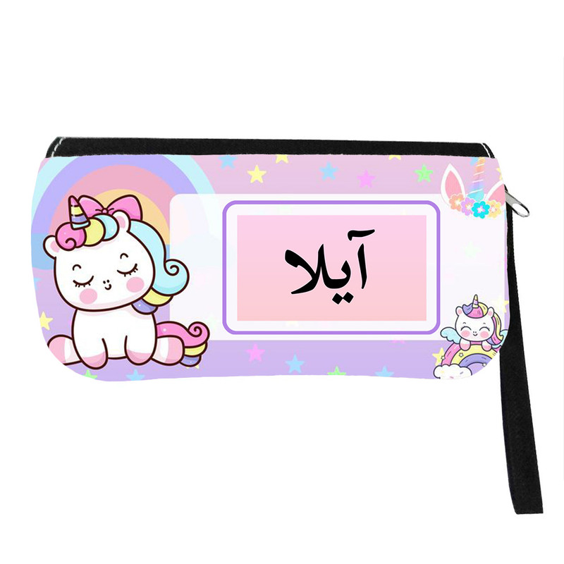 جامدادی مدل اسم شخصی طرح تک شاخ یونیکورن اسم آیلا کد 0975