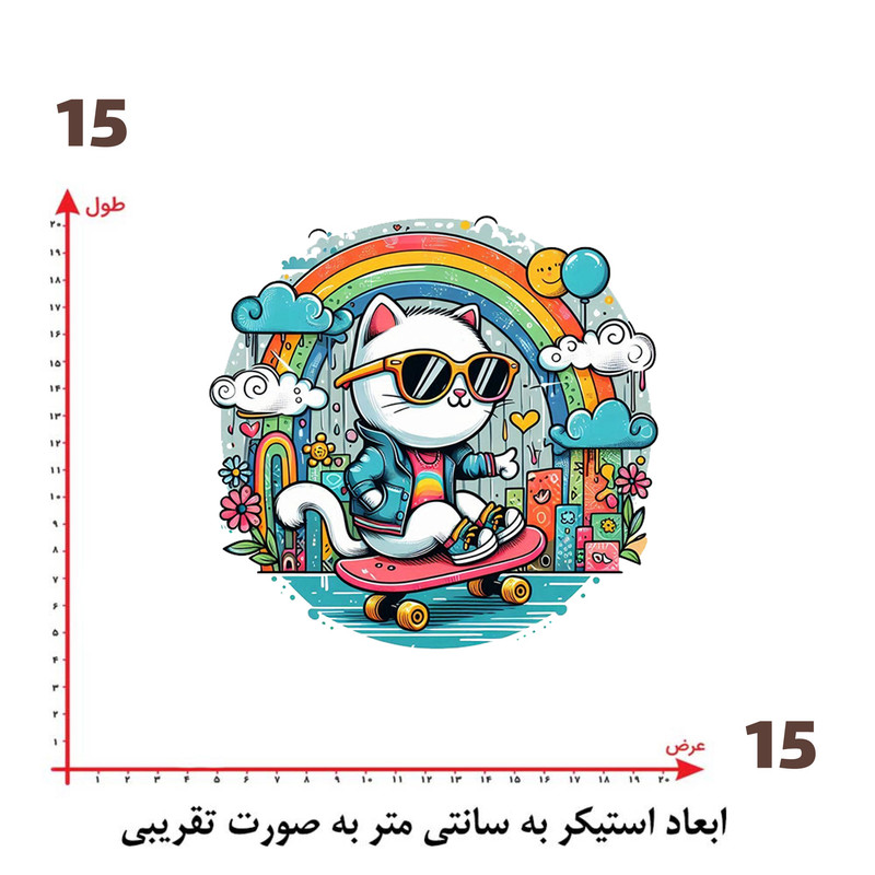 استیکر پارچه و لباس پاد آفرین طرح کارتونی گربه کد 1928