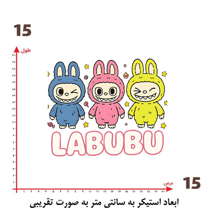 استیکر پارچه و لباس پاد آفرین طرح لبوبو کد 200