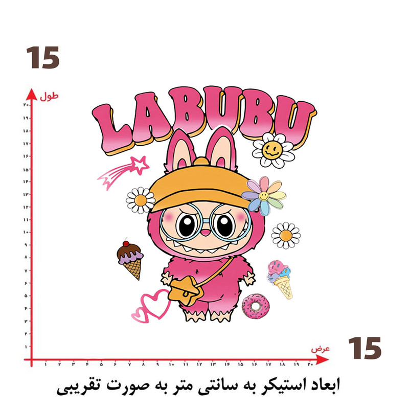 استیکر پارچه و لباس پاد آفرین طرح لبوبو کد 3451