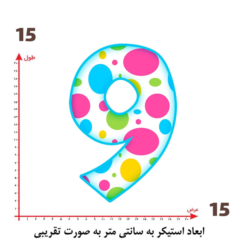 استیکر پارچه و لباس پاد آفرین طرح عدد 9 کد 4717