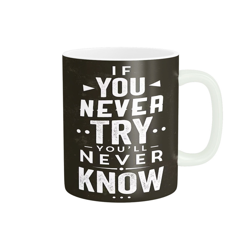 ماگ پاد آفرین طرح جمله انگیزشی  You never try کد 2004