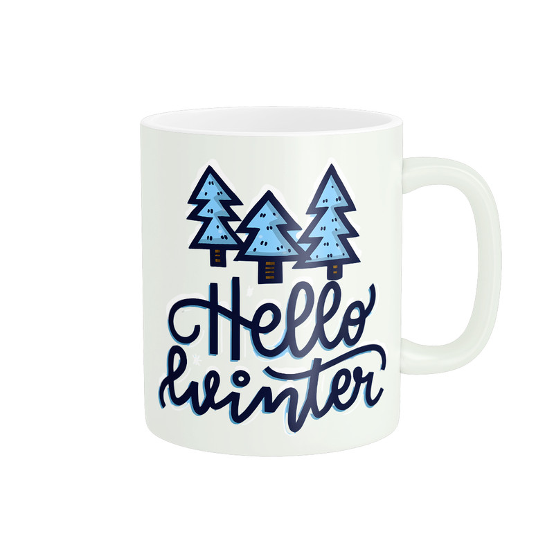 ماگ پادآفرین مدل زمستان Hello Winter طرح کاج کد PM827
