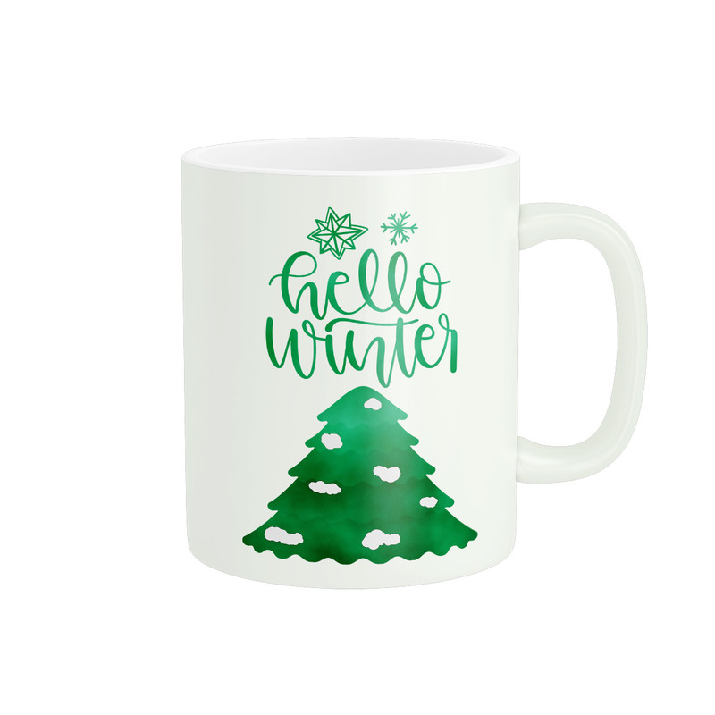 ماگ پادآفرین مدل زمستان Hello Winter طرح کاج کد PM826