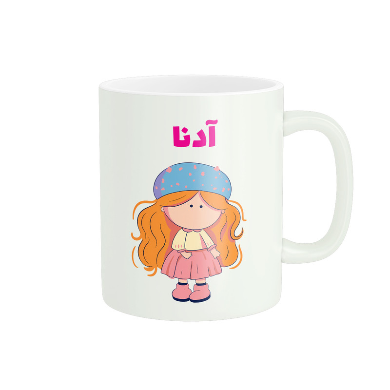ماگ پاد آفرین طرح دخترانه مدل اسم شخصی آدنا کد C048