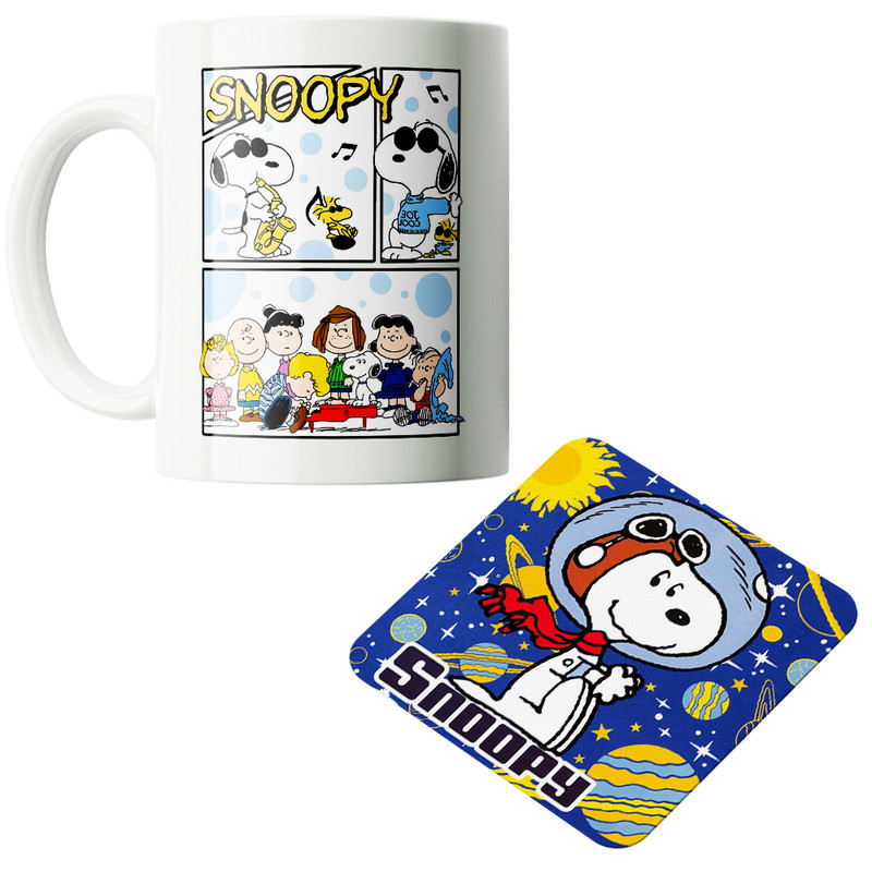 ماگ پاد آفرین مدل کارتونی اسنوپی کد PZ040 به همراه زیرلیوانی