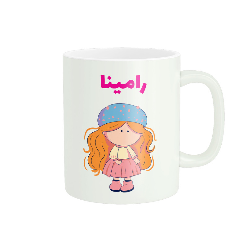 ماگ پاد آفرین طرح دخترانه مدل اسم شخصی رامینا کد C326
