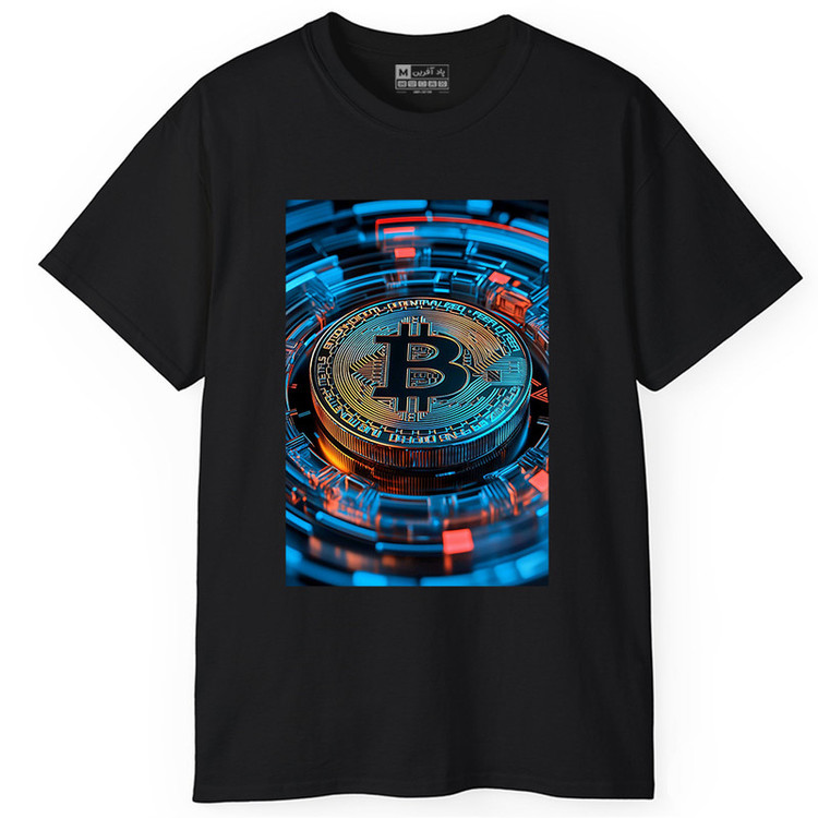 تی شرت آستین کوتاه یقه گرد مردانه پاد آفرین مدل ارز دیجیتال بیت کوین کریپتو کد 1815