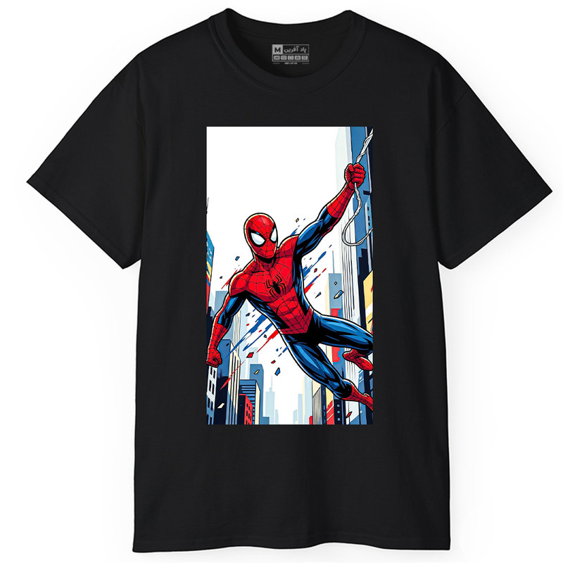 تی‌ شرت آستین کوتاه یقه گرد مردانه پاد آفرین مدل کارتونی مرد عنکبوتی کد 1535