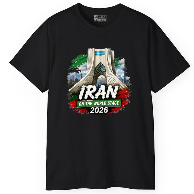 تی شرت آستین کوتاه یقه گرد مردانه پاد آفرین مدل تهران برج آزادی کد 1216