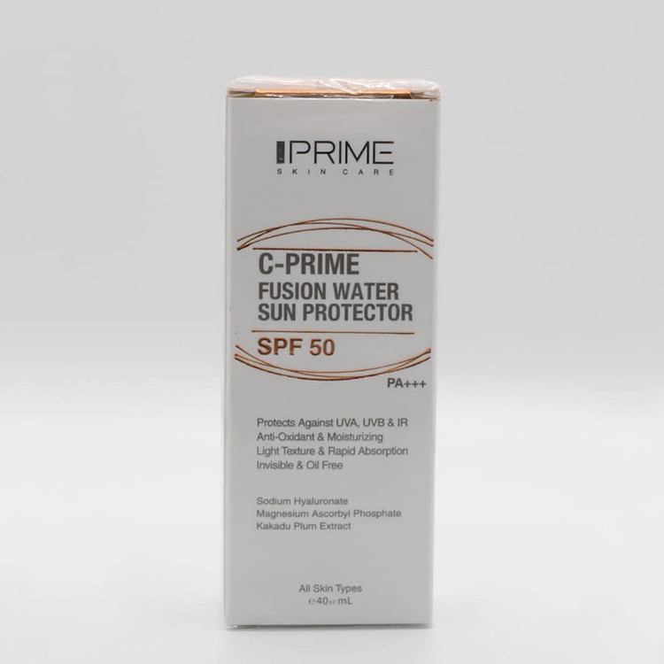 فلوئید ضدآفتاب بیرنگ پرایم SPF50 مدل C-Prime Fusion Water مناسب انواع پوست، حجم 40 میلیلیتر