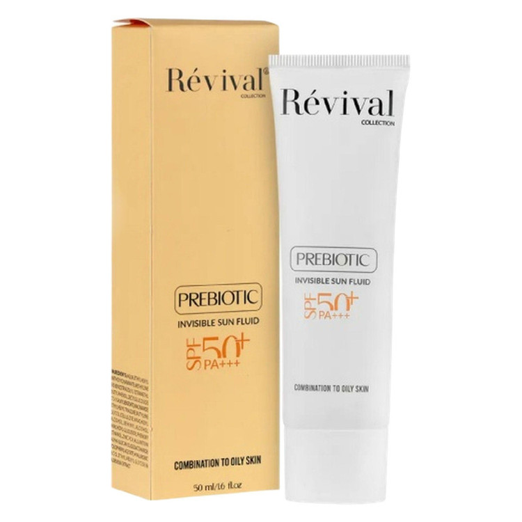 کرم ضد آفتاب بیرنگ کلکسیون رویوال، spf 50، مدل prebiotic، مناسب پوستهای چرب و مختلط با حجم 50 میلیلیتر، محافظتکننده در برابر اشعههای UVA و PA ،UVB+++، ضد جوش و آکنه، دارای فرمولاسیون آنتی اکسیدان، نیاسینامید و ویتامین E، با ماندگاری 5 ساعته