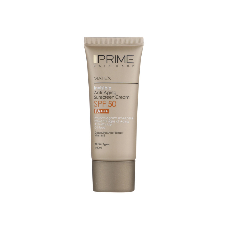 کرم ضد آفتاب و ضد چروک بی رنگ پرایم مدل Matex Colorless SPF50 مناسب انواع پوست حجم 40 میلی لیتر