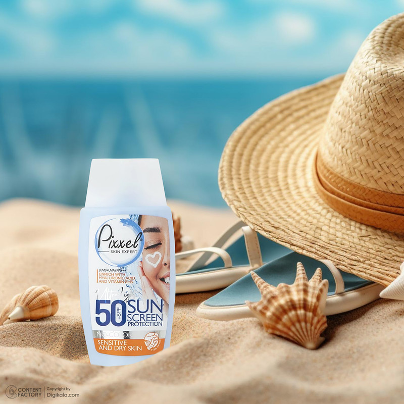 کرم ضدآفتاب بیرنگ پیکسل SPF50 مدل Sensitive، مناسب پوستهای خشک و حساس، حجم 50 میلیلیتر